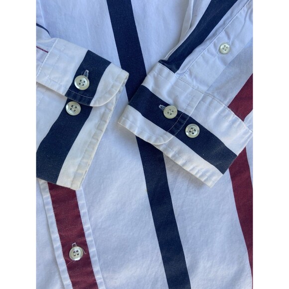 Vintage GAP Men’s XL Striped Button Down Shirt Red White Blue Y2K - Picture 10 of 16